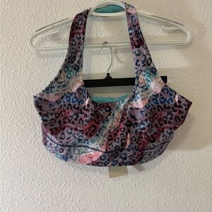 Fabletics Teal Animal Print Reversible Sports Bra